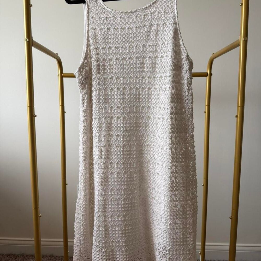 Bar-iii Women's Creamy White Crochet Dress